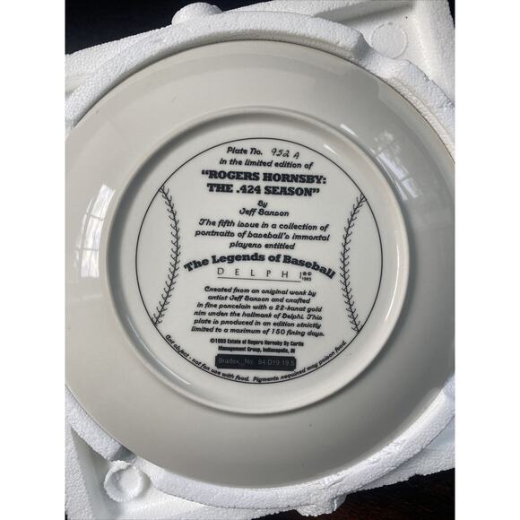 DELPHI ROGER HORNSBY THE .424 SEASON LARGE 8" PLATE BRADFORD EXCHANGE - Picture 2 of 7